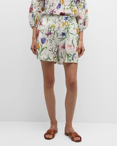 120% Lino Floral-Print Linen Bermuda Shorts - Multicolor