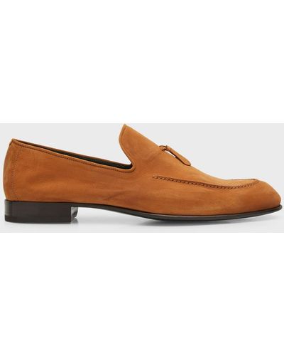 Brioni Lukas Nubuck Leather Loafers - Brown
