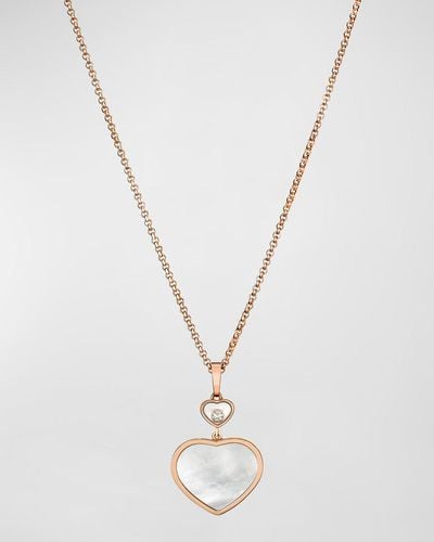 Chopard Happy Hearts 18k Rose Gold Mother-of-pearl & Diamond Long Pendant Necklace - Metallic