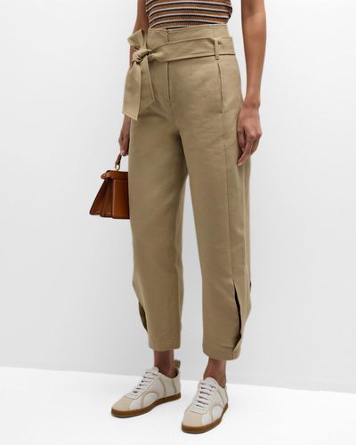 RECTO. Curved High-Rise Twill Pants - Natural