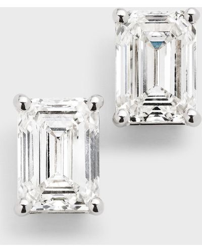 Neiman Marcus Lab Grown Diamond 18k White Gold Emerald-cut Stud Earrings, 6.0tcw
