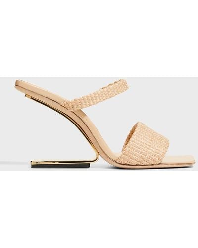 Cult Gaia Rene Woven Cantilevered Heel Sandals - Natural