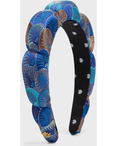 Lele Sadoughi Printed Jacquard Scallop Headband - Blue