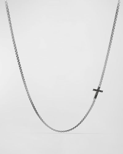 David Yurman 3.6Mm Streamline Cross Necklace With Diamonds - White