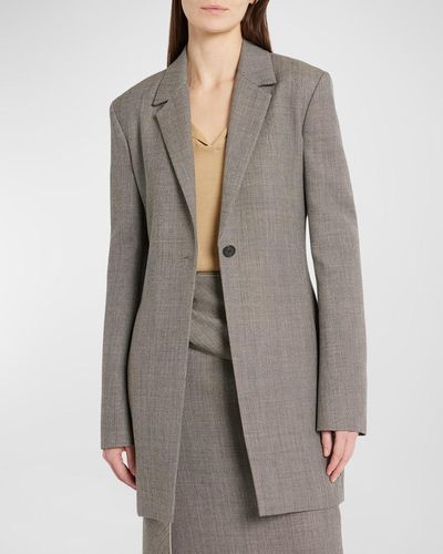 The Row Enny One-Button Wool Jacket - Gray