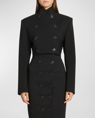 Alaïa Cropped Wool Jacket With Button Detail - Black