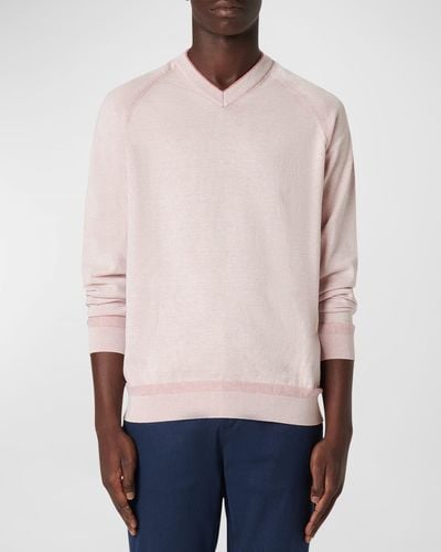 Bugatchi Cotton-Silk V-Neck Sweater - Multicolor