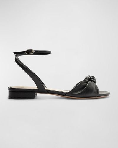 Alexandre Birman Kace Leather Knot Ankle-strap Sandals - White