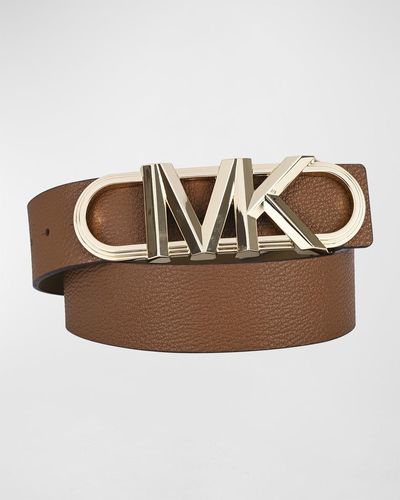 Michael Kors Logo Buckle Leather Waist Belt - Brown