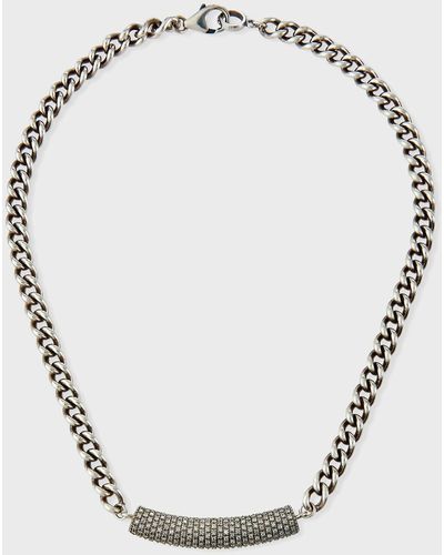 Sheryl Lowe 7mm Short Curb Chain & Diamond Necklace - Metallic