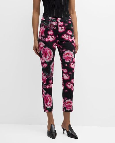 Adam Lippes Daphne Floral-Print Cotton Twill Skinny-Leg Ankle Pants - Red