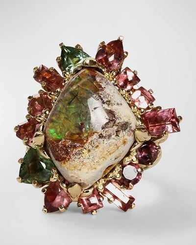 Stephen Dweck Matrix Opal And Tourmaline Ring - Multicolor