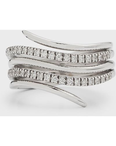 Cassidy Diamonds 18k White Gold 5-row Wave Ring, Size 7 - Metallic