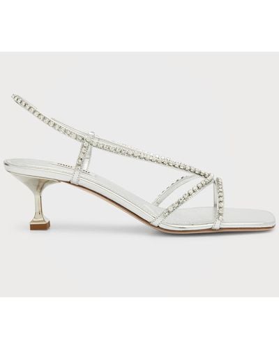 Miu Miu Crystal-Embellished Slingback Sandals - White