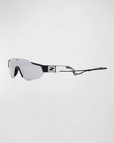 Fendi Rimless Nylon Wrap Sunglasses With Lanyard - Metallic
