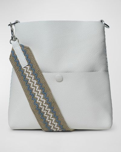 Callista Slim Grain Leather Messenger Bag - Gray