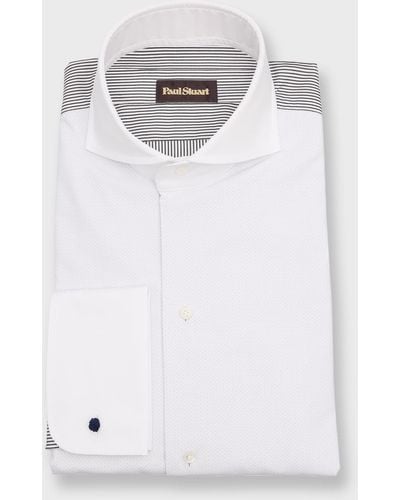 Paul Stuart Patterned Cutaway-Collar Tuxedo Shirt - White