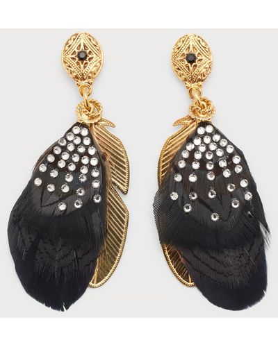 Gas Bijoux 24k Gold-plated Peacock Feather Dangle Earrings - Black