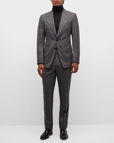 Tom Ford Shelton Micro Basketweave Suit - Gray