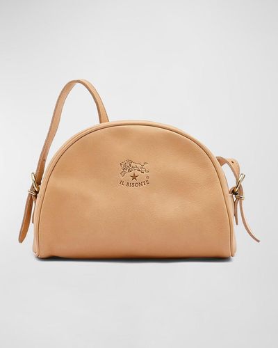 Il Bisonte Classic Zip Leather Crossbody Bag - Natural