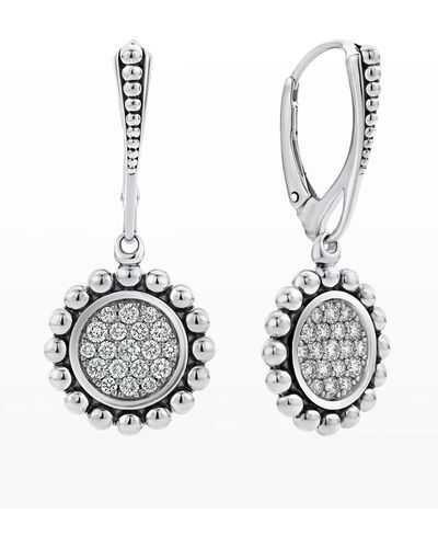 Lagos Caviar Spark Diamond Circle Drop Earrings - White