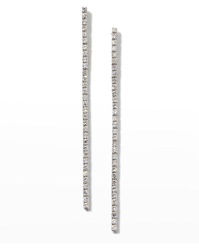 Frederic Sage 18k White Gold Microset Round Diamond Medium Line Hanging Drop Earrings