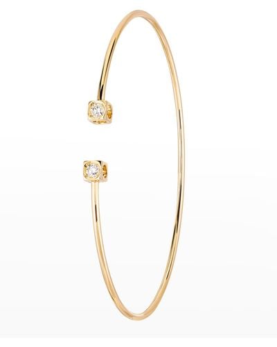 Dinh Van Yellow Gold Le Cube Small Diamond Accent Cuff Bracelet - White