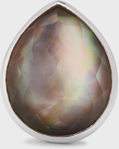 Ippolita 925 Rock Candy Teardrop Ring In Rock Crystal And Black Shell Doublet - Gray