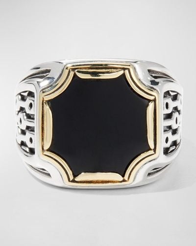 Konstantino Black Onyx Signet Ring