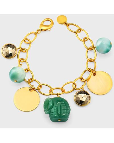Nest Jade Elephant Charm Bracelet - Metallic