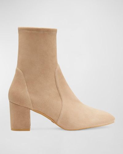 Stuart Weitzman Yuliana Stretch Suede Ankle Booties - Natural