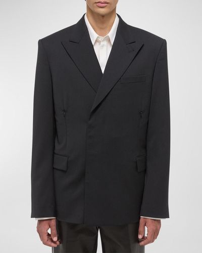 Helmut Lang Boxy Two-Piece Double-Breasted Blazer Suit - Black