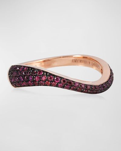 Kavant & Sharart 18k Rose Gold Ruby Pave Wave Ring - Multicolor