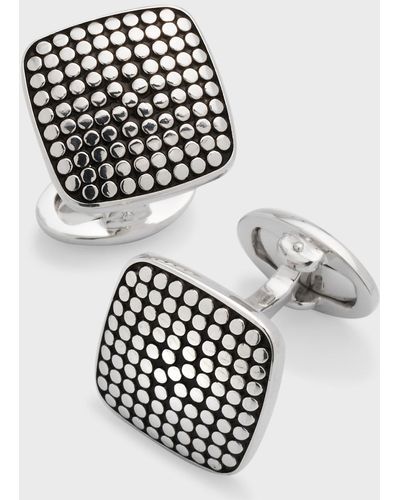 Jan Leslie Sterling Silver Dotted Square Cufflinks - White