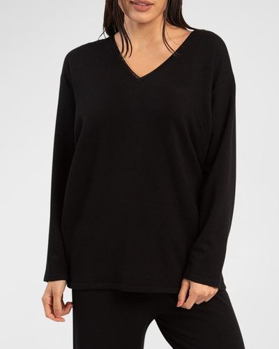 Andine Emanuelle Lace-Trim French Terry Top - Black