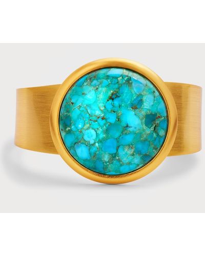 Nest Brushed Cuff With Cabochon - Blue