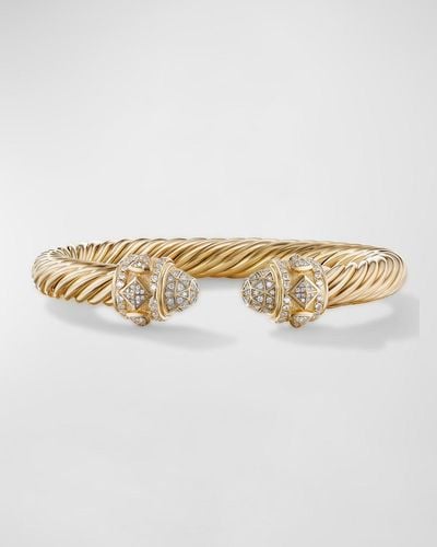 David Yurman Renaissance Cable Bracelet With Diamonds In 18k Gold, 9mm, Size M - Natural