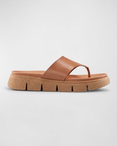 Cougar Shoes Ponyo Leather Thong Slide Sandals - Brown