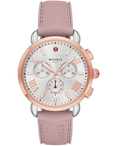 Michele Sporty Sail Stainless Steel Watch - Pink