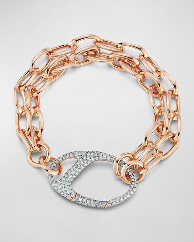 WALTERS FAITH Rose Gold Diamond Split Chain-link Bracelet - White