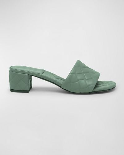 Bottega Veneta Quilted Leather Mule Sandals - Green
