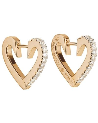 CADAR 18k Rose Gold Small Diamond Heart Hoop Earrings - White