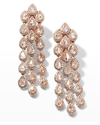 64 Facets 18k Rose Gold Diamond Chandelier Earrings - White