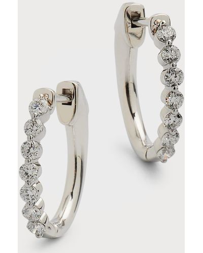 Neiman Marcus 18k White Gold Diamond Huggie Earrings - Natural