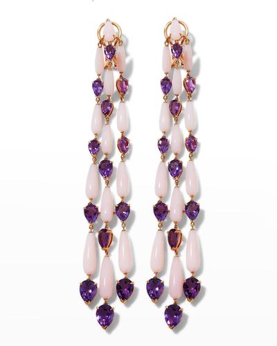 Etho Maria 18k Pink Gold Pear-cut Amethyst And Pink Opal Earrings - White