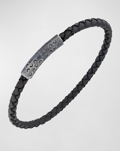 Marco Dal Maso Lash Woven Leather Bracelet With Trigger Clasp - Metallic