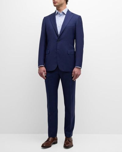 Brioni Tonal Check Wool Suit - Blue