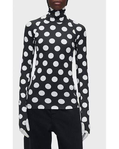 Marc Jacobs Spots-print Hooded Long-sleeve Top - Blue