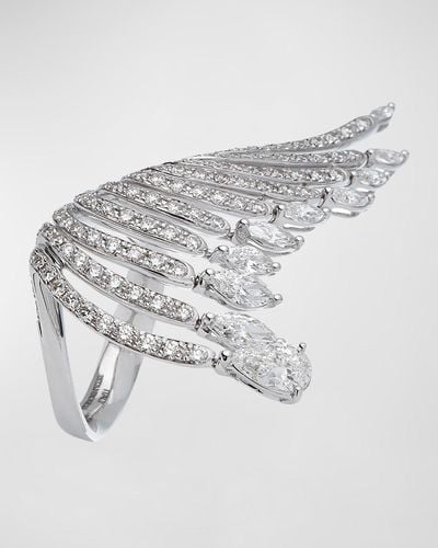 Krisonia 18k White Gold Ring With Multi Row Diamonds