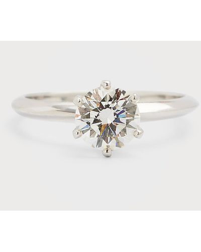 NM Estate Tiffany Platinum 6-prong Modern Diamond Ring, Size 6 - White